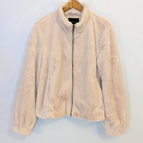 Sanctuary | Mock Neck Faux Fur Jacket in "Maple" Cream | Size Large - Picture 6 of 15